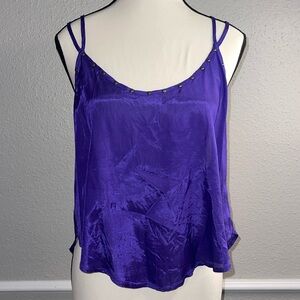 FREE People Purple Strappy Studded Halter Semi Sheer Cami Top SZ S New With Tags